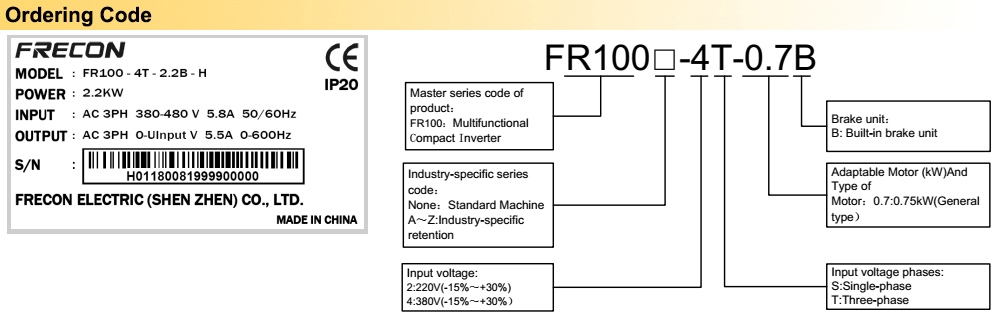 Cách tra mã Biến tần Frecon FR100-2S-0.4B
